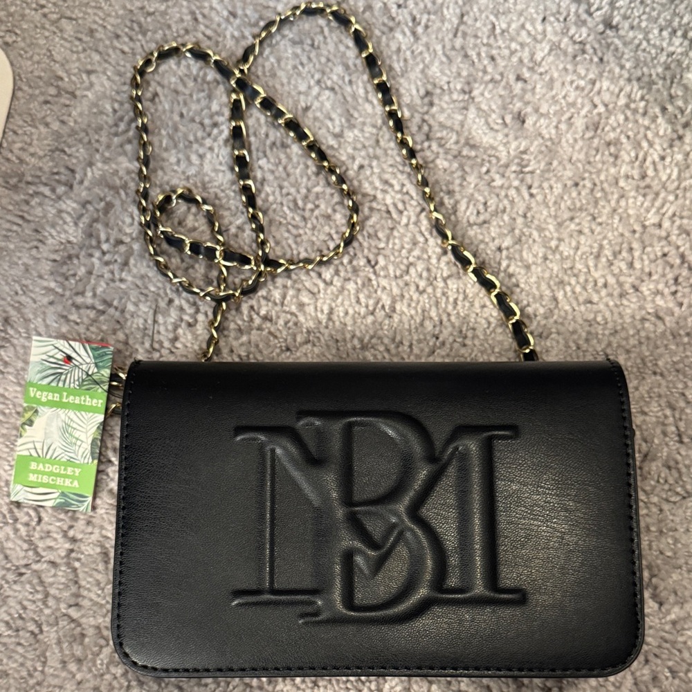 Badgley Mischka Black Vegan Leather Crossbody